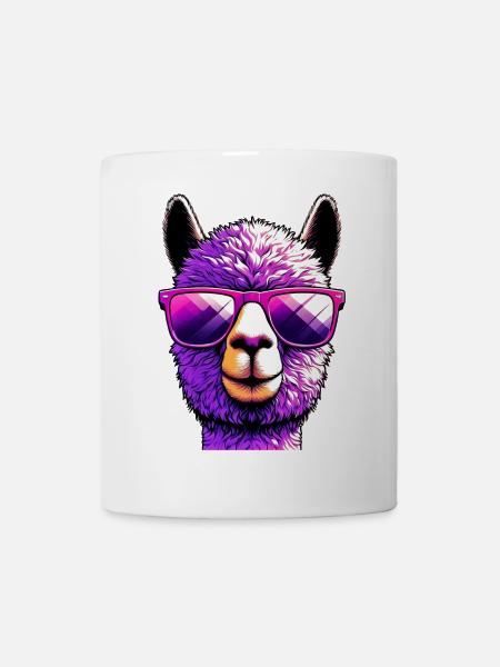 Alpaka mit Sonnenbrille - Tasse - Weiß