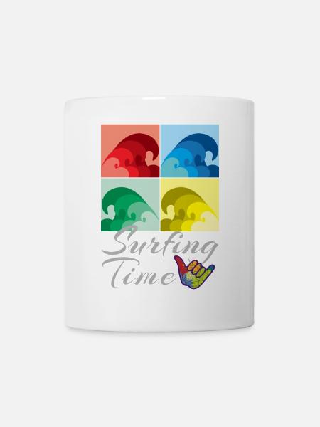 Surfen, Surfen, Surfzeit - Tasse - Weiß