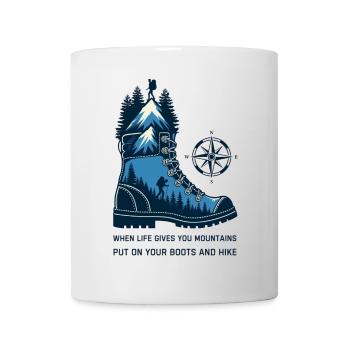 Bergstiefel mit Kompass - Tasse - Weiß - Vorne