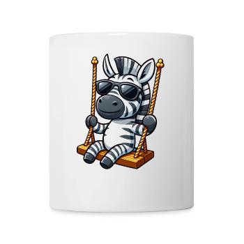 Cute Zebra Swing Playground Cartoon - Mug - white - Front