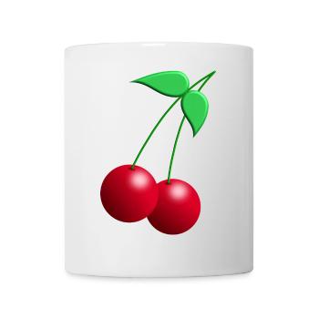 Twin cherries with leaves - Mug - white - Front