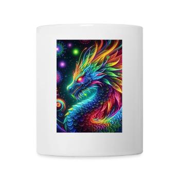 Vibrant Neon Dragon - Mesmerizing Fantasy Art - Mug - white - Front