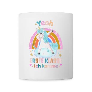 School, First Grade with Unicorn - Mug - white - Front