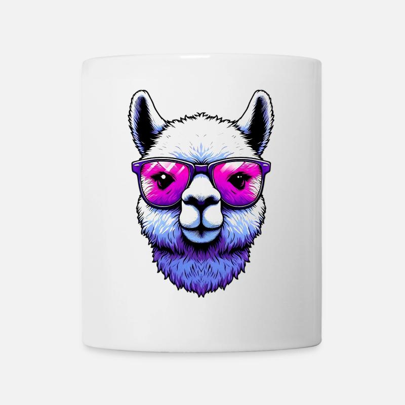 Alpaka mit Sonnenbrille - Tasse - Weiß