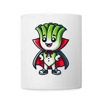 Mignon Halloween Poireau Vampire Bande dessinée Vert - Mug blanc - blanc - Devant