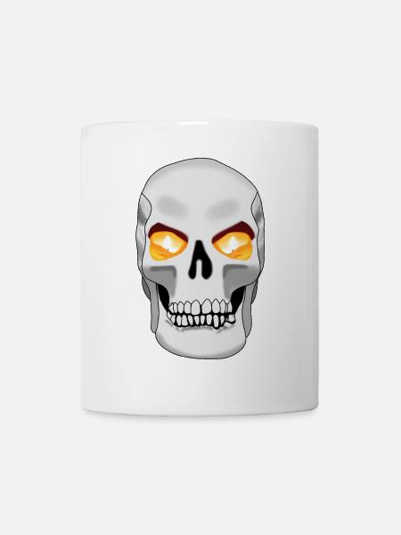 Totenkopf mit Kerze - Tasse - Weiß