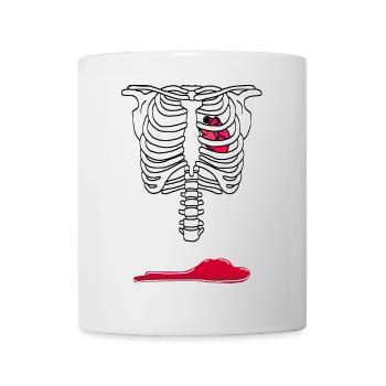 Cage thoracique avec cœur et mare de sang - Mug blanc - blanc - Devant