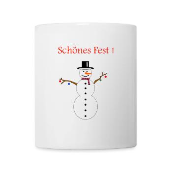 Schneemann schönes Fest - Tasse - Weiß - Vorne