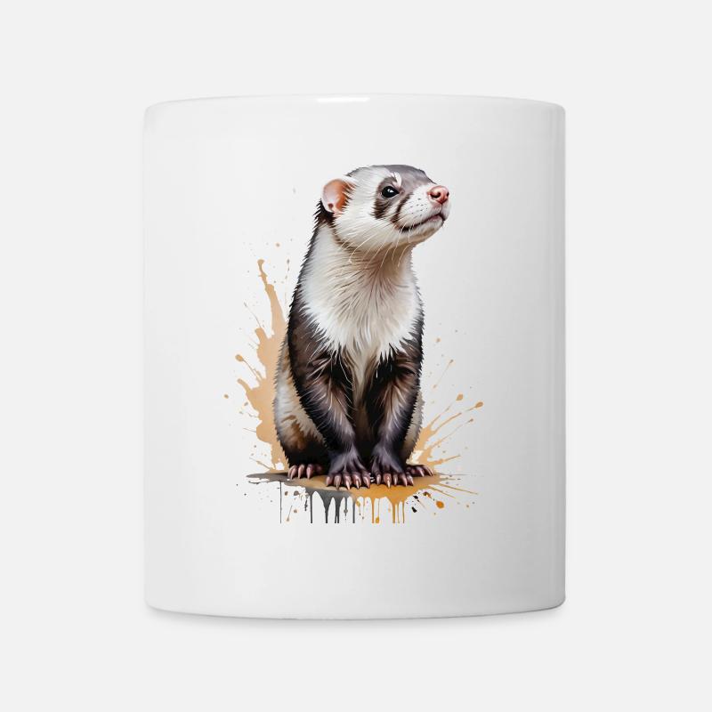 Frettchen Aquarell - Verspieltes Fellknäuel - Tasse - Weiß