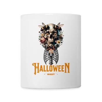 Blumen Totenkopf Halloween Nacht - Tasse - Weiß - Vorne