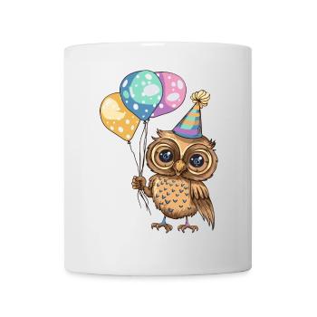 Eule Geburtstag Comic - Tasse - Weiß - Vorne