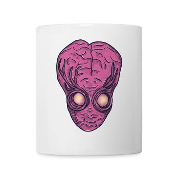 Pinkes Alien-Gesicht Popkunst - Tasse - Weiß - Vorne