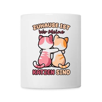 Lustiger Spruch Zuhause ist, wo meine Katzen sind - Tasse - Weiß - Vorne