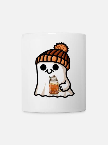 Halloween Ghost Hat Pumpkin Tea Coffee Fall Cute - Mug - white