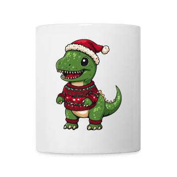 Dinosaur T-Rex Christmas Comic - Mug - white - Front