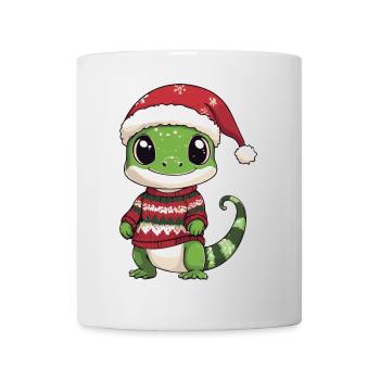 Echse Weihnachten Comic - Tasse - Weiß - Vorne