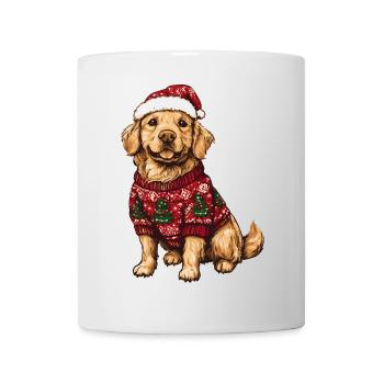 Golden Retriever Hund Weihnachten Comic Lustig - Tasse - Weiß - Vorne