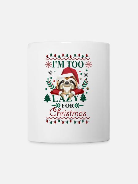 Ugly Christmas Style – Faultier in Weihnachtsmütze - Tasse - Weiß