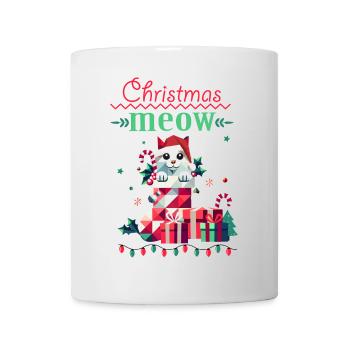 Chat espiègle en bas - Style de Noël laid - Mug blanc - blanc - Devant