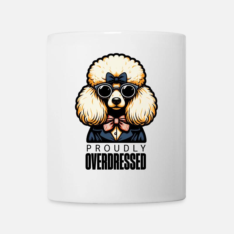 Proudly Overdressed – Poodle in a stylish suit - Mug - white