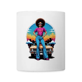 Empowered Woman with Car Sunset Scene - Mug - white - Front