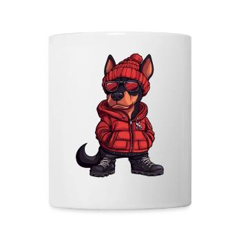 Dobermann Hund Winter - Tasse - Weiß - Vorne