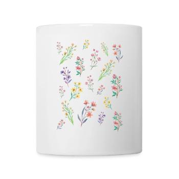 Aquarelle Floral sur Noir - Mug blanc - blanc - Devant