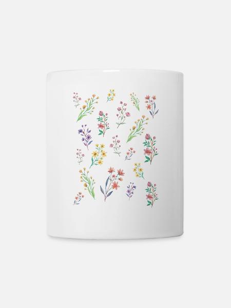 Aquarelle Floral sur Noir - Mug blanc - blanc
