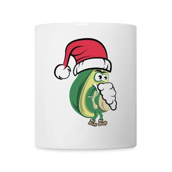 Avocat Père Noël bande dessinée dessin animé nourriture drôle - Mug blanc - blanc - Devant