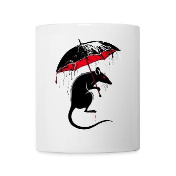Rat with umbrella – bad weather - Mug - white - Front
