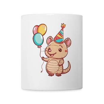 Armadillo Anniversaire Bande Dessinée Mignon - Mug blanc - blanc - Devant