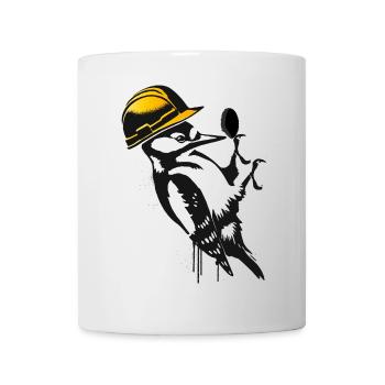 Woodpecker with Construction Helmet – Humorous Stencil Design - Mug - white - Front