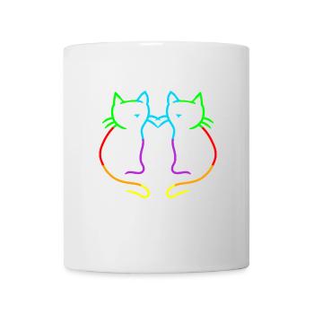 80er 90er Retro Regenbogen Herz Katzen Katze - Tasse - Weiß - Vorne
