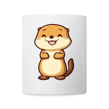 Cute and Happy Otter in Cartoon Style - Adorable - Mug - white - Front