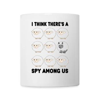 Je pense qu’il y a un loup espion parmi les moutons - Mug blanc - blanc - Devant