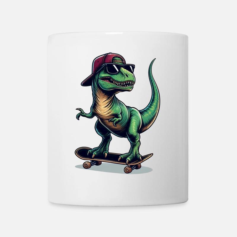 SSW35 Dino sur planche à roulettes - Mug blanc - blanc