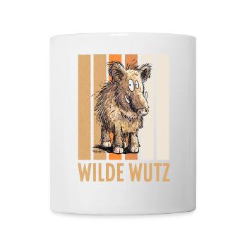 Wilde Wutz Wildschwein Vintage - Tasse - Weiß - Vorne