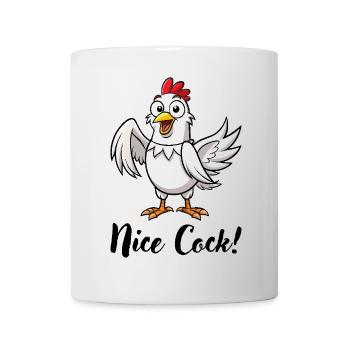 Hahn "Nice Cock!" - Tasse - Weiß - Vorne