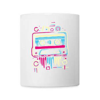 Retro Kassetten-Design – Bunte 80s & 90s Vintage - Tasse - Weiß - Vorne
