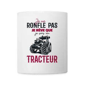 Je ne ronfle pas je rêve que je suis un tracteur - Mug blanc - blanc - Devant
