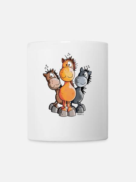 Pferdemädchen Pferde Cartoon - Tasse - Weiß