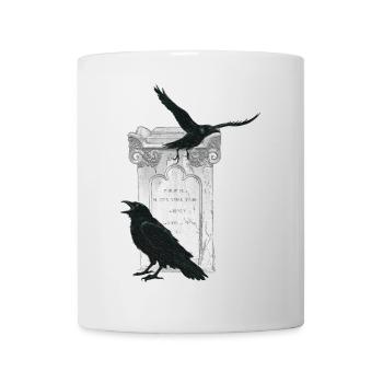 Kolkraben mit Grabstein, Halloween Outfit - Tasse - Weiß - Vorne