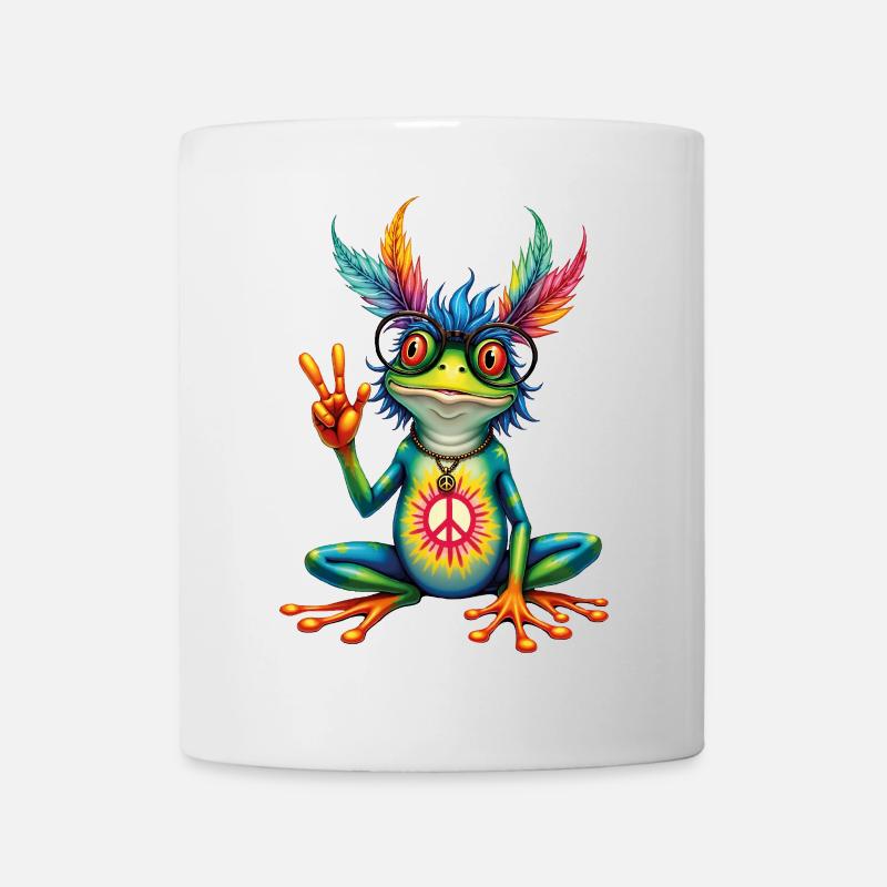 Friedlicher Hippie-Frosch - Tasse - Weiß