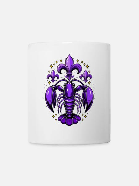Mardi Gras Languste mit Fleur-de-Lis Design - Tasse - Weiß