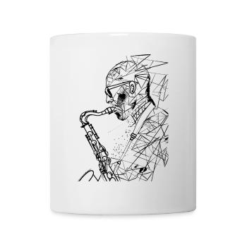 Saxophonist Drawing - Mug - white - Front