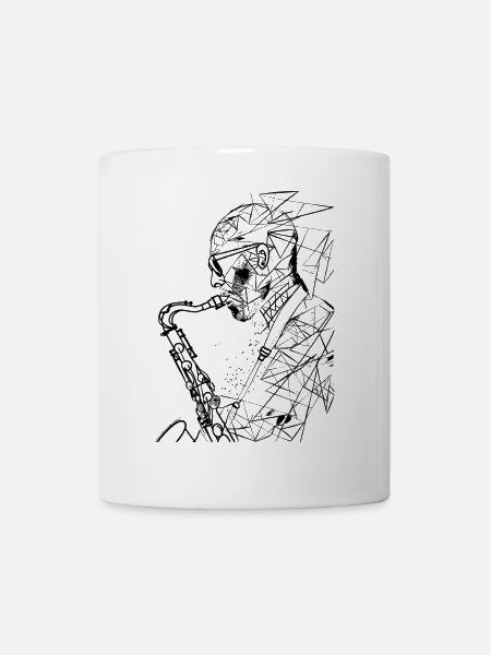 Saxophonist Zeichnung - Tasse - Weiß