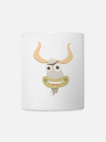 Fröhliche Illustration eines Yakkopfes - Tasse - Weiß