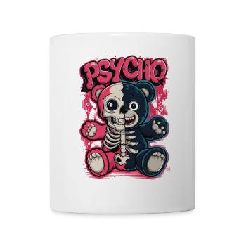 Psycho Teddybär - Totenkopf, Skull, Bär - Tasse - Weiß - Vorne