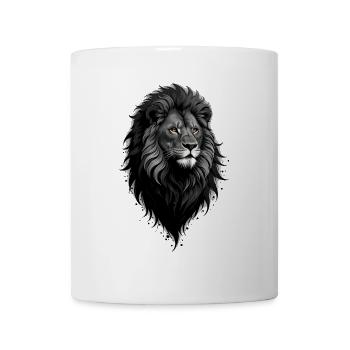 A striking portrait of a lion in black tones - Mug - white - Front