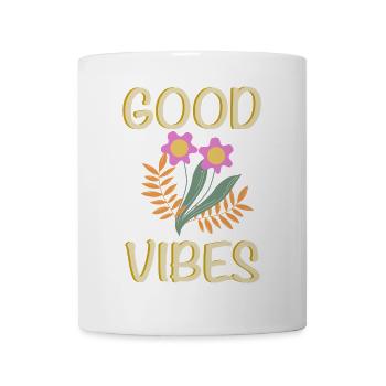 Gute Vibes Blumenmotiv - Tasse - Weiß - Vorne